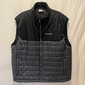 Columbia Vest Horstman Mens Black Gray Full Zip XXL Outdoor Lightweight Hiking